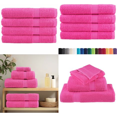 Premium-Handtücher SOLUND 4 Stk. Rosa 100x200 cm 600 g/m² - Baumwolle - Rosa Handtücher - Badezimmertextilien - Strandtuch - Badetuch - Home & Living (1/5)