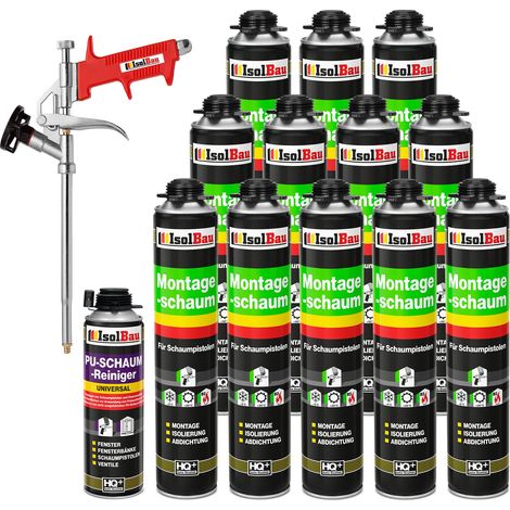 SET Pistolenschaum 12 x 750 ml + 1 Metall Schaumpistole + 1 Reiniger Bauschaum. (1/5)