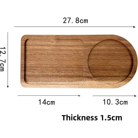 Plateau en bois massif de style japonais transfrontalier, dessous de plat en céramique, tasse, assiette à pain vintage, assiette à dim sum, dessert, petit-déjeuner (F) (1/5)