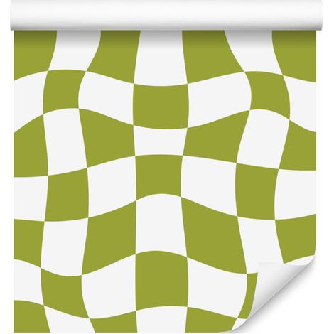 Papier peint à damier décontracté jaune, blanc et beige 50x1000 cm (1/5)