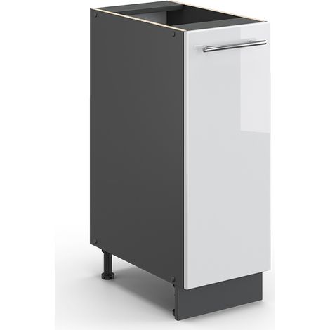 Armadio cucina dispensa alto Fame-Line, Bianco lucido, 30 cm senza piano di lavoro, Vicco