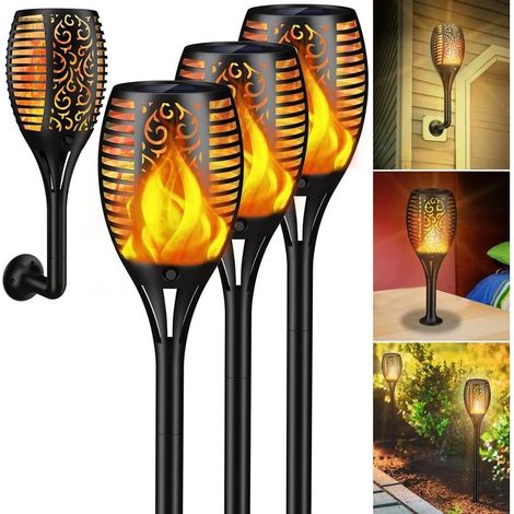 Lamps solar outdoor of garden with flame solar waterproof IP65, 4 lamps solar of garden with flame realistic, operation/off automatic, light warm for fireplaces of yard (1/5)
