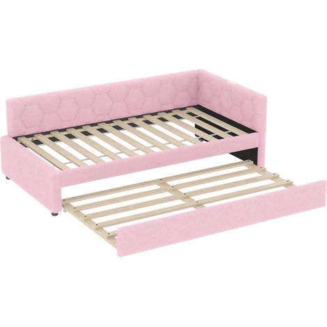 GagaGagaLit banquette 90x200 cm USB Type C bouclé rose (1/5)