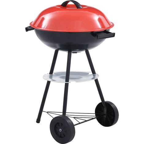 Portable XXL Charcoal Kettle BBQ Grill with Wheels 44 cm vidaXL