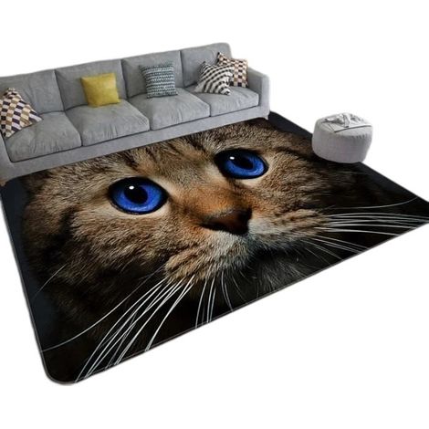 Tapis de sol imprimé en 3D pour chat et chien, gris, 40 x 120 cm, en polypropylène antidérapant, pour salon moderne (1/4)