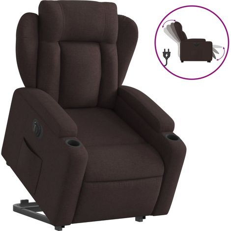 Maison Exclusive - Poltrona Alzapersona Reclinante Elettrica Marrone Scuro Tessuto