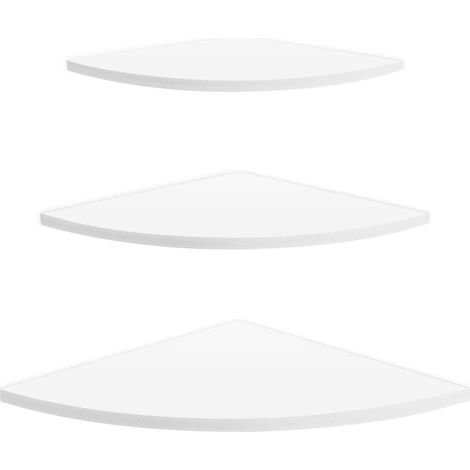 Lot de 3 Étagères d’Angle Flottantes en PVC à Extrémités Arrondies, Étagère Murale de Rangement pour Salon, Chambre à Coucher et Cuisine, Support pour Livres, Haut-parleurs et Décorations (1/5)