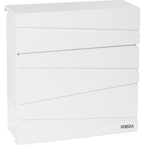 ARREGUI Armor E6901 Buzón Individual de Correo de Acero con Portaperiódicos, Tamaño M (DIN A4), Buzón de Correo Moderno con Tapa Protectora y Soporte para Periódicos, Blanco (1/5)