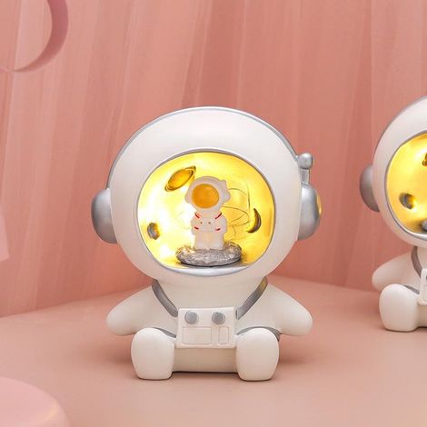 Veilleuse astronaute blanche 17x15cm, figurine en résine, cadeau d'anniversaire créatif pour enfant, boîte à glisser (1/4)