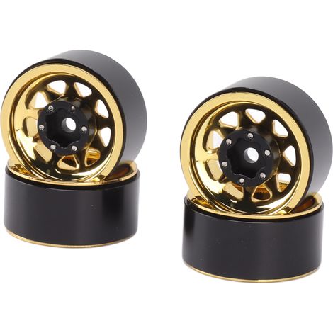 Lot de 4 jantes Beadlock à gorge profonde de 2,5 cm (1 pouce), universelles pour carrosserie de quad/voiture RC Traxxas, avec vis, couleur or. (1/5)