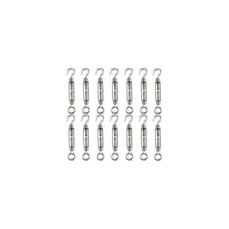 14 pièces tendeur de fil de tendeur M4 crochet et oeil tendeur de tendeur 304 tendeurs en acier inoxydable Tension de corde robuste (1/5)