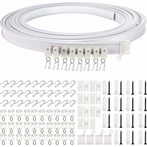 KZQ 5 Meter biegbare Deckenschiene, gebogene Vorhangschiene, flexible Deckenvorhanghalterung, gebogene Fensterschiene für Vorhangschiene mit Vorhangschienensystem, Bettteiler, Deckenschiene (1/5)