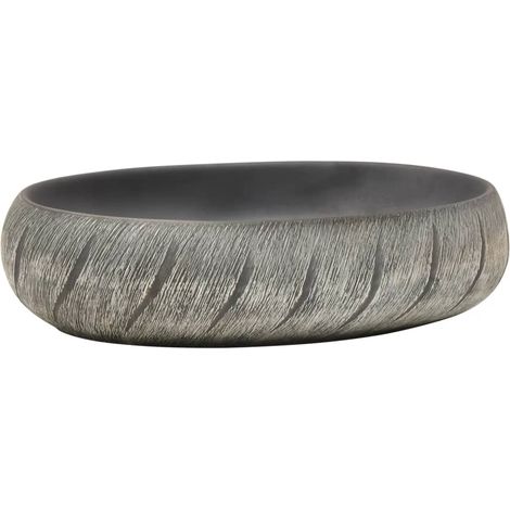 Maison Exclusive - Lavabo da Appoggio Nero e Grigio Ovale 59x40x15 cm Ceramica