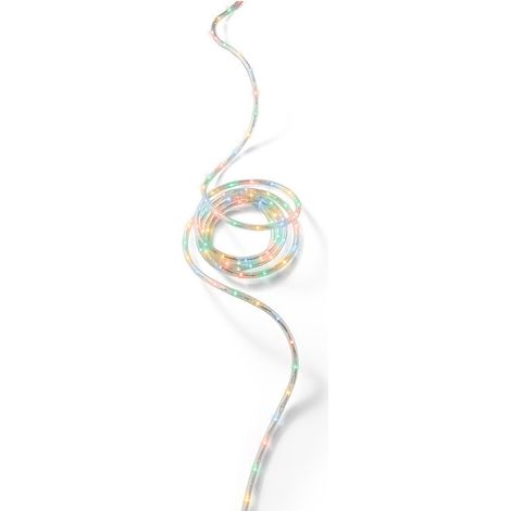 Cordón de luces led multicolor, uso exterior, 216 leds, 8 funciones, alambre plateado, 9 m
