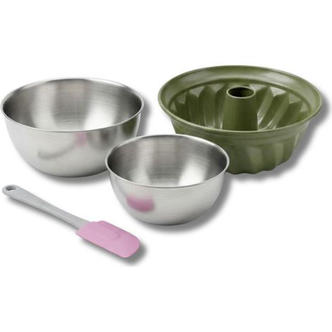 Set de 4 ustensiles de pâtisserie moule à gâteaux 2 bols et spatule pâtisserie Zenker Green Vision (1/5)