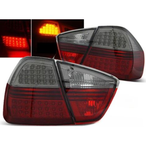 Paire de feux arriere BMW serie 3 E90 berline de 03/2005 a 08/2008 LED rouge fume