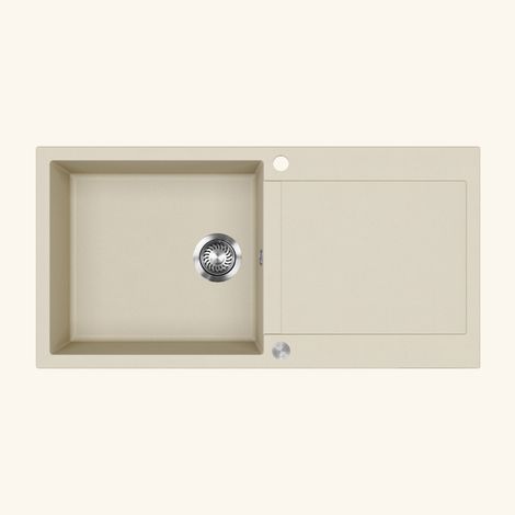 Evier granit beige Helika TESIS 1 grand bac - 1 égouttoir