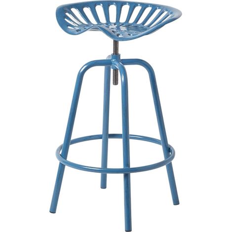 HOMESCAPES Vintage Barhocker Traktorsitz höhenverstellbar, 74cm - blau