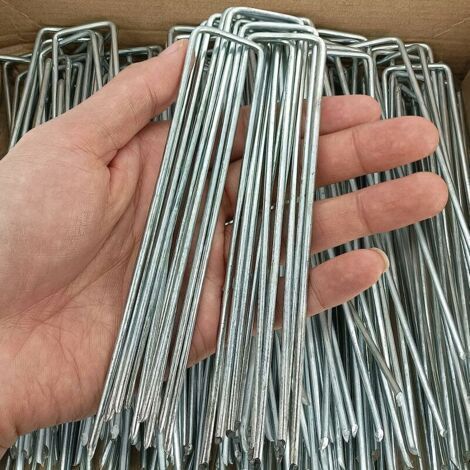 Lot de 80 Paillage pour plante agrafes de paysage de jardin de 15 cm galvanisées piquets de pelouse pour barrière anti-mauvaises herbes,type U très résistant (1/5)