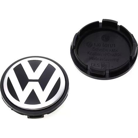 56-mm-Radnabenkappe für Volkswagen Golf, Passat, Polo, Jetta, Bora, Santana – Gewölbte Felgenmitte, Radnabenkappe aus Aluminiumlegierung, 4-teiliges Set, Felgenzubehör – Schwarz und Weiß