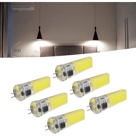 Miniatur-G4-COB-Lampe, G4-Silikonlampe, dimmbare 9-W-COB-Lampe, geeignet für Pendelleuchten, Deckenleuchten, Wandleuchten und Tischlampen, 6 Lampen in Weiß erhältlich. (1/5)