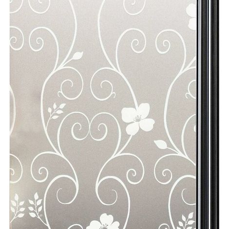 Película adhesiva anti-mirones para ventanas Rotationnel-GU.B/good para privacidad de vidrio, película electrostática para vidrio, anti-UV, 45 x 200 cm, flor blanca (1/4)