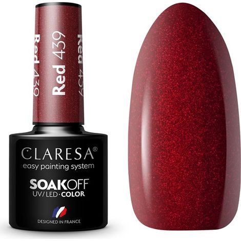 Smalto semipermanente Claresa rosso 439, rimovibile con lampada UV/LED, 5 g