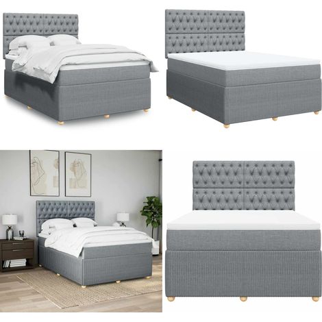 vidaXL Boxspringbett mit Matratze Hellgrau 160x200 cm Stoff (1/5)