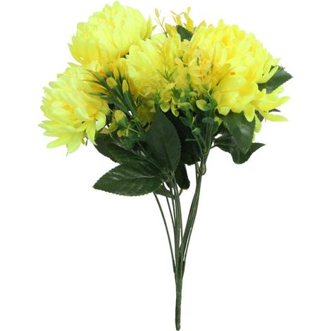 Strauß künstlicher Chrysanthemen mit gelbem Buchsbaum – perfekt für Allerheiligen (1/2)