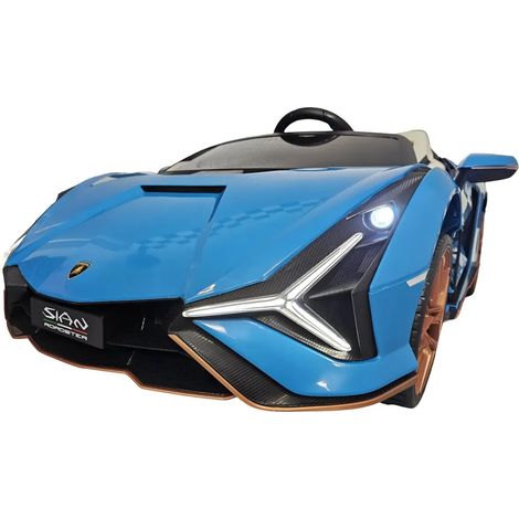 Auto Elettrica Bambini 24V Lamborghini Sian Blu 2 posti Sedili in Pelle (1/5)