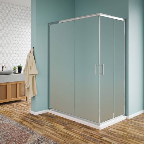 Box doccia angolare scorrevole cristallo opaco 6 mm H190 – Finitura cromo - 70x120