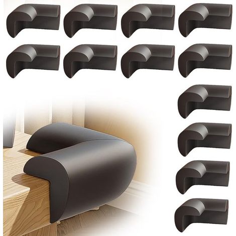 Protectores de esquinas para bebés - Protectores de esquinas de espuma - Seguridad infantil en el hogar - Autoadhesivos con absorción de impactos - 12 piezas - Negro (1/5)