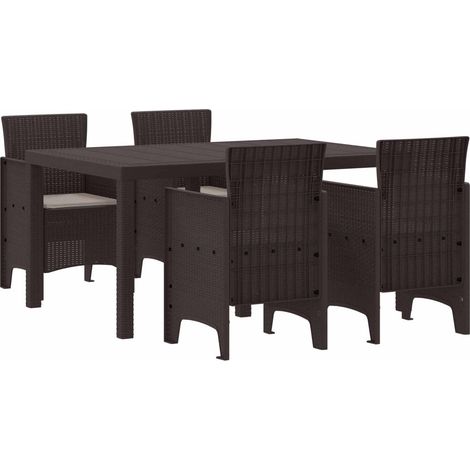 Garten Essgruppe 5 pcs Braun Polt Rattan (1/5)