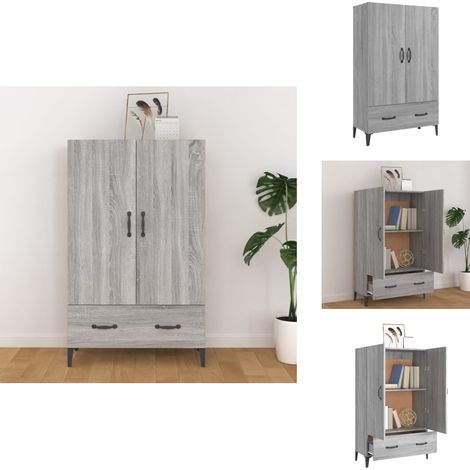 Highboard Grau Sonoma 70x31x115 cm Holzwerkstoff - Sideboard - Hochschrank - Wohnzimmermöbel - Grau - Holzmöbel (1/5)