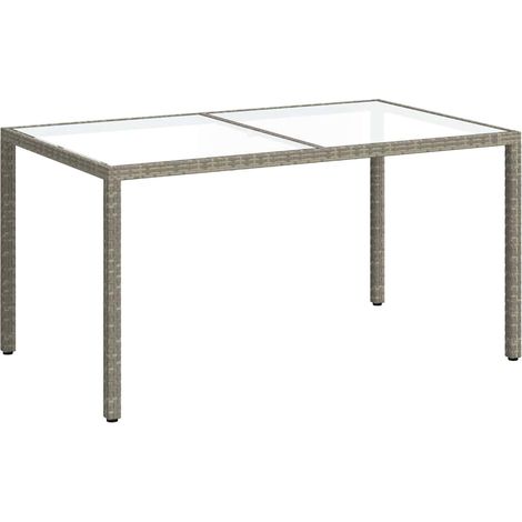 Maison Exclusive - Tavolo Giardino 150x90x75cm Vetro Temperato e Polyrattan Grigio (1/5)