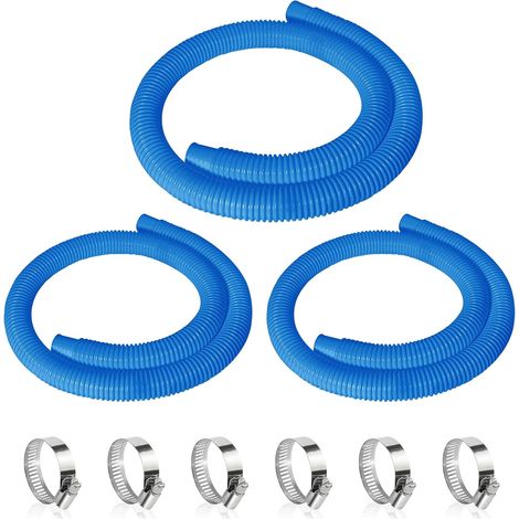 Set di 3 tubi per piscina, lunghezza 150 cm, diametro interno 32 mm, tubo di ricambio per pompe per piscina, tubo per pompa filtro per piscina fuori terra - blu (1/4)