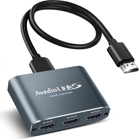 Switch HDMI 4K Aluminum, 4K@60HZ Switch HDMI 3 Ports Commutateur, 3 Entrées à 1 Sortie hdmi Switcher Prend en Charge HDCP 2.2, Full HD, HDR10, 18 Gbps, Sélecteur Fire Stick, etc (1/5)