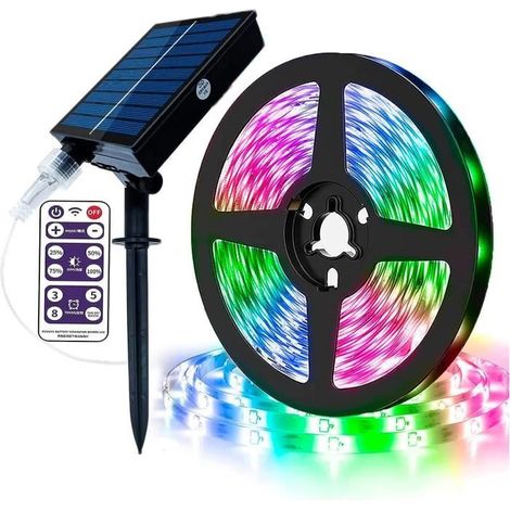 300 LED Ruban Lumineux Solaire Étanche, Bande LED Extérieur-Intérieur avec Télécommande, 8 Modes et Minuterie 3/5/8 h