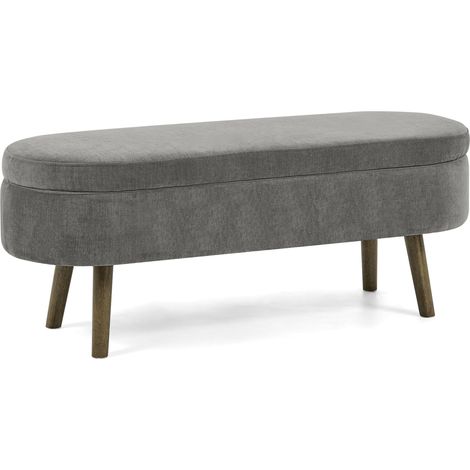 Panca contenitore HOMVRA in chenille grigio scuro, 20 l, 110 x 40 x 42 cm (1/5)