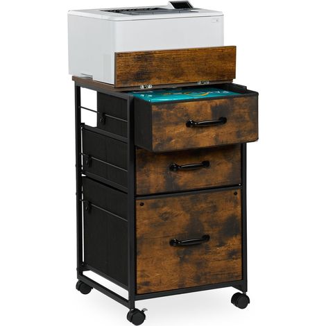 Archivador móvil con 3 cajones, estilo industrial