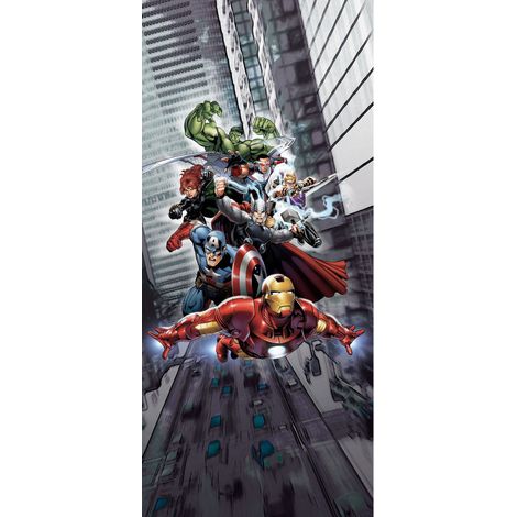 Poster de porte Intissé - Disney Marvel - les Avengers qui volent - 90 cm x 202 cm