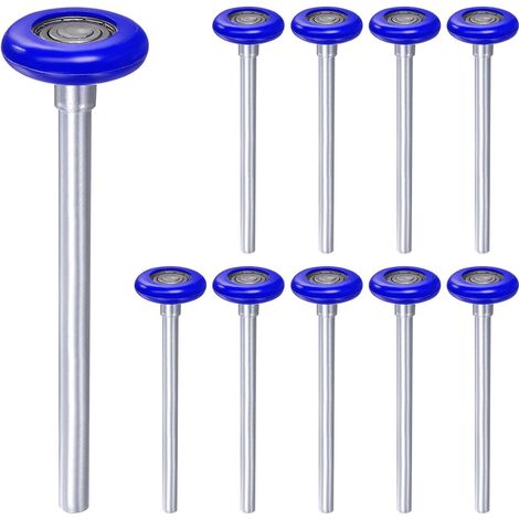 10pcs 1.8" Nylon Garage Door Casters for 2" Garage Track, 7" Long Shank, Silent Garage Door Wheels, 6200zz 8 Ball Precision Bearing, Blue (1/5)