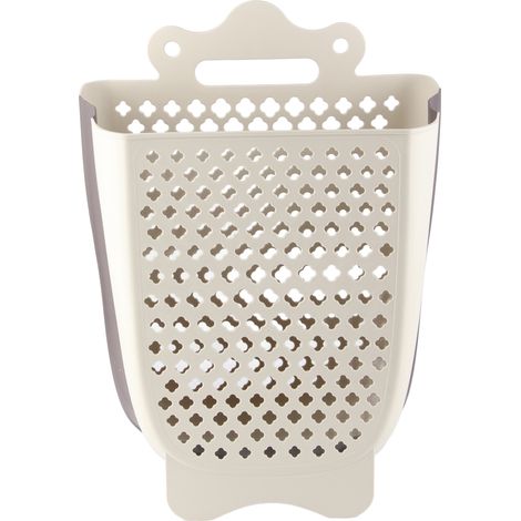 Panier à linge suspendu en plastique pliable et peu encombrant, panier à linge sale mural pour salle de bain L (1/5)