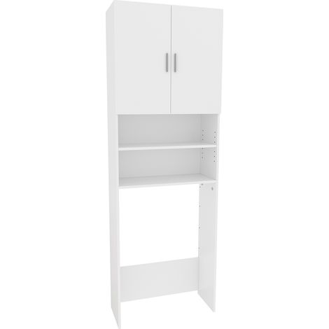 armadietto coprilavatrice Martha, Bianco, 64 x 190 cm con 2 ante corte, Vicco