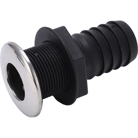 Drain de coque traversant droit noir, 1 1/2 pouces, avec couvercle en acier inoxydable, clapet pour bateaux, yachts, navires (1/5)