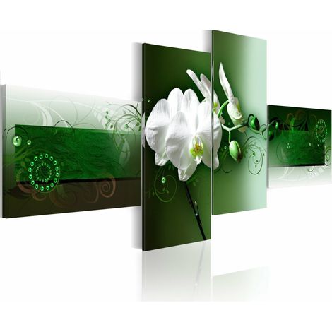 Tableau orchidées en vert profond - 200 x 90 cm (1/4)