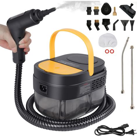 Wielofunkcyjny odkurzacz parowy o mocy 2500 W z 14 akcesoriami, 3 ustawieniami prędkości, wysoką temperaturą i wysokim ciśnieniem, do samochodu, okien i kuchni. (1/5)