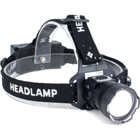 Phare à capteur longue portée XHP100Lampe Frontale LED Puissante Rechargeable Torche Frontale Lampe Phare Orientable 5 Modes LED Frontale avec Câble USB Peche Vélo Randonnée Course Camping