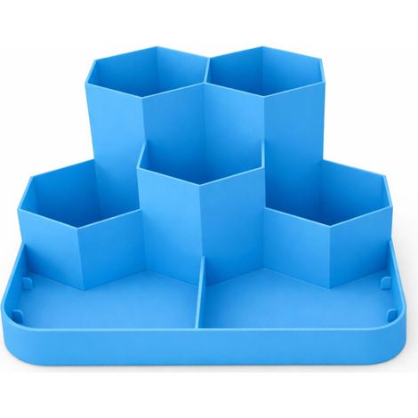 Organiseur de bureau bleu à 7 compartiments pour accessoires (1/3)