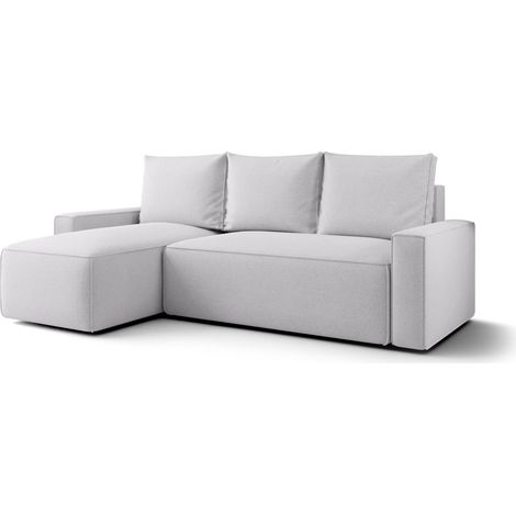 Canapé d’angle tissu convertible avec coffre intégré NORE angle gauche-Gris clair-angle gauche (1/5)